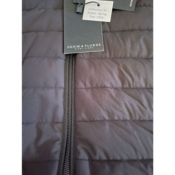 Denim & Flower Ricky Singh black zip up quilted vest NWT medium - Picture 6 of 10